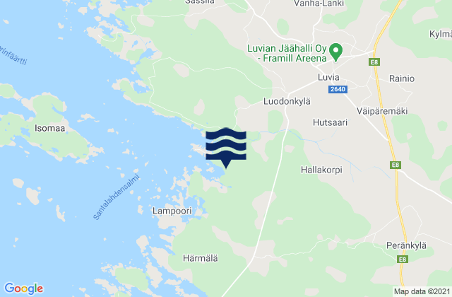 Carte des horaires des marées pour Luvia, Finland