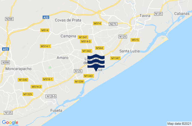 Carte des horaires des marées pour Luz, Portugal