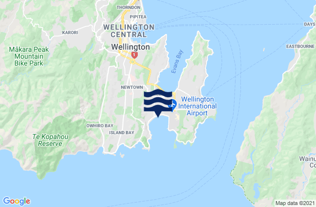 Carte des horaires des marées pour Lyall Bay, New Zealand
