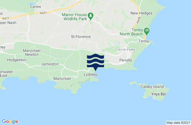 Carte des horaires des marées pour Lydstep Beach, United Kingdom