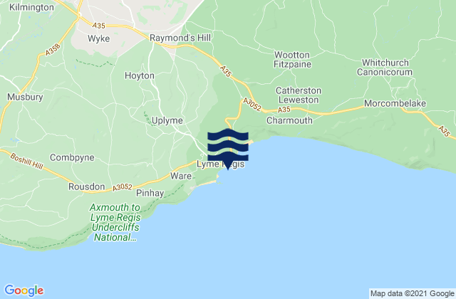 Carte des horaires des marées pour Lyme Regis, United Kingdom