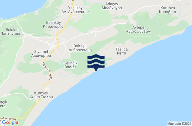 Carte des horaires des marées pour Lythrágkomi, Cyprus