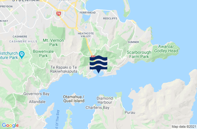 Carte des horaires des marées pour Lyttelton Harbour, New Zealand