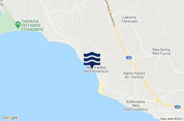 Carte des horaires des marées pour Lákkoma, Greece