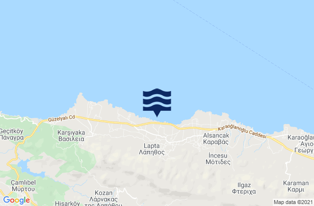 Carte des horaires des marées pour Lápithos, Cyprus