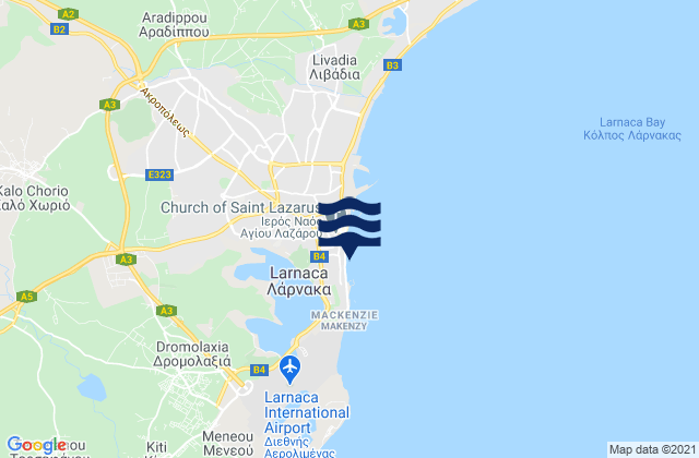 Carte des horaires des marées pour Lárnaka, Cyprus