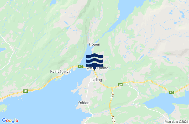 Carte des horaires des marées pour Løding, Norway