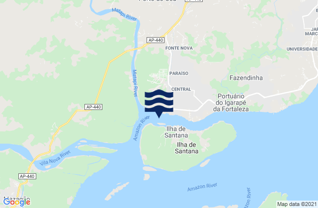 Carte des horaires des marées pour Macapa Amazon River, Brazil