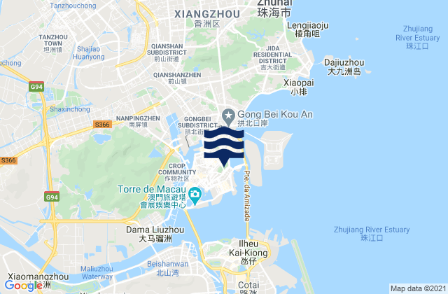 Carte des horaires des marées pour Macau, Macao