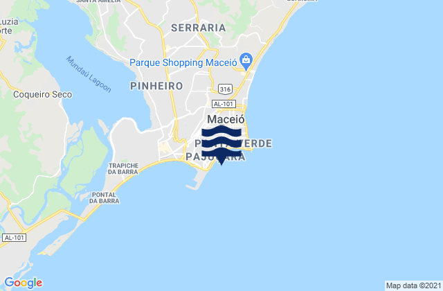 Carte des horaires des marées pour Macei, Brazil
