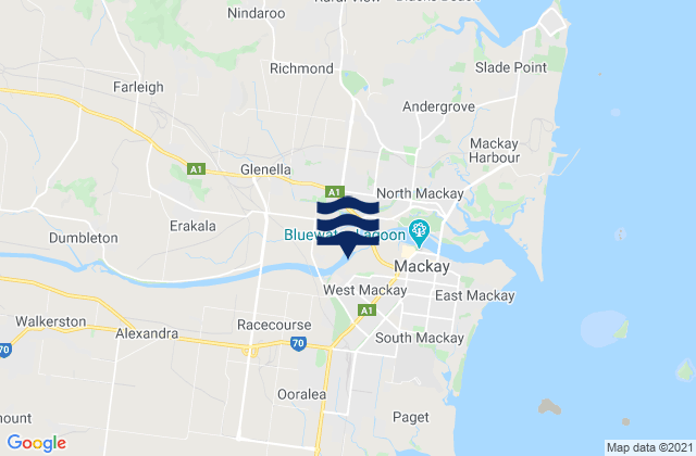 Carte des horaires des marées pour Mackay, Australia