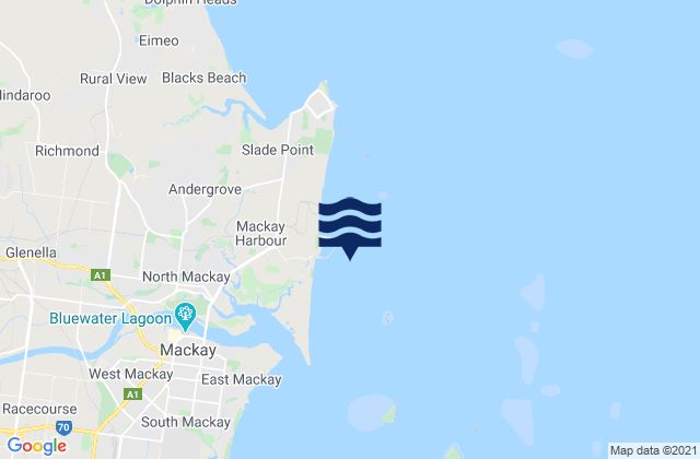 Carte des horaires des marées pour Mackay Outer Harbour, Australia