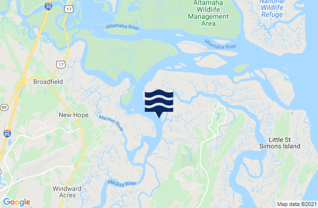 Carte des horaires des marées pour Mackay River (Buttermilk Sound), United States
