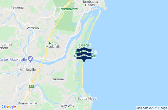 Carte des horaires des marées pour Macksville, Australia