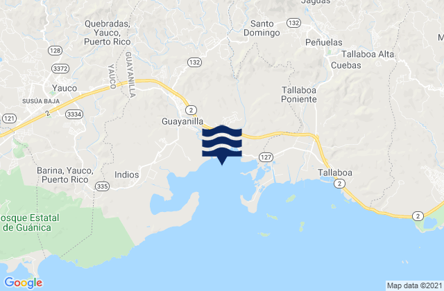 Carte des horaires des marées pour Magas Arriba, Puerto Rico