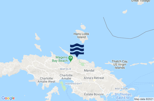 Carte des horaires des marées pour Magens Bay St. Thomas Island, U.S. Virgin Islands