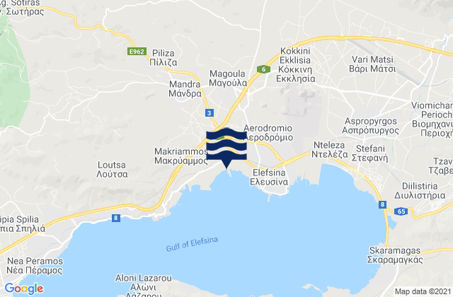Carte des horaires des marées pour Magoúla, Greece