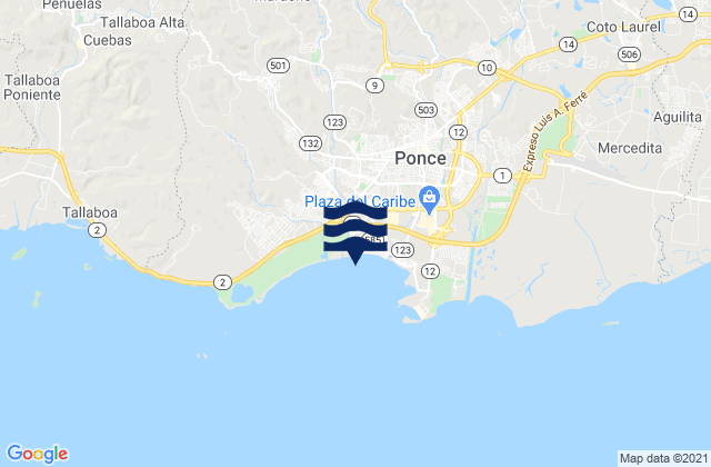 Carte des horaires des marées pour Magueyes Barrio, Puerto Rico