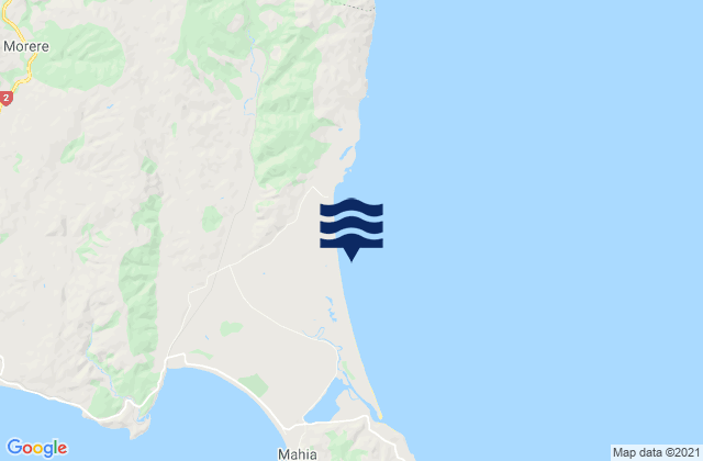 Carte des horaires des marées pour Mahanga Beach, New Zealand