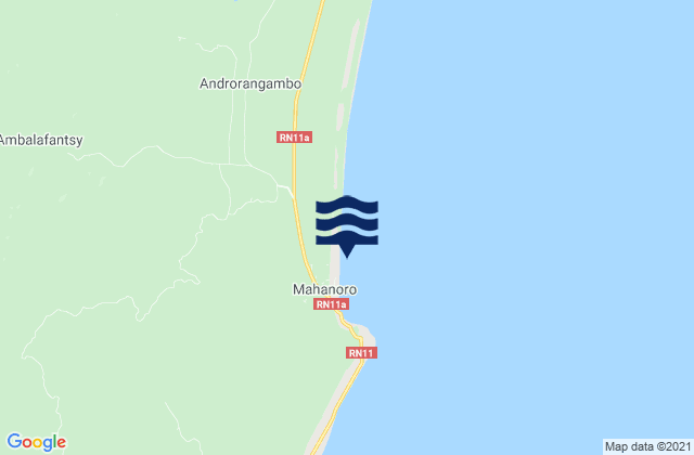 Carte des horaires des marées pour Mahanoro, Madagascar