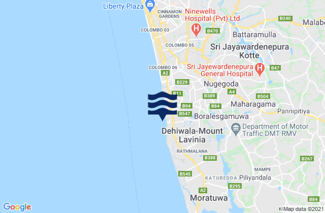 Carte des horaires des marées pour Maharagama, Sri Lanka