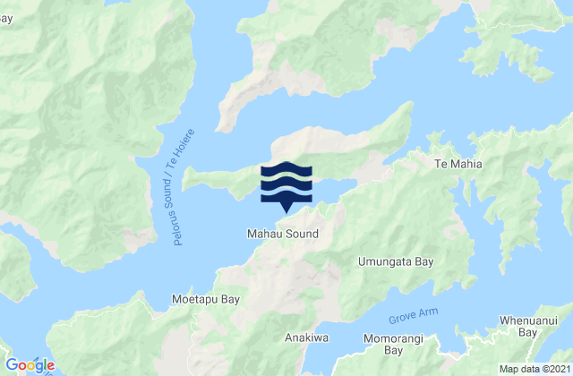 Carte des horaires des marées pour Mahau Sound, New Zealand