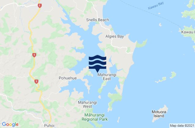 Carte des horaires des marées pour Mahurangi Harbour, New Zealand