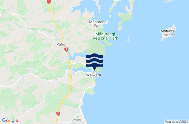 Carte des horaires des marées pour Mahurangi Island, New Zealand