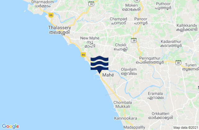Carte des horaires des marées pour Mahē, India