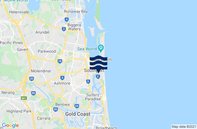 Carte des horaires des marées pour Main Beach, Australia