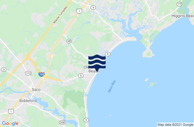 Carte des horaires des marées pour Maine Beach, United States