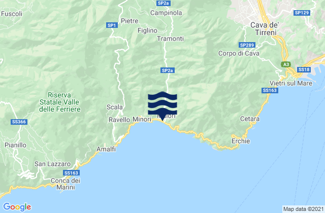 Carte des horaires des marées pour Maiori, Italy