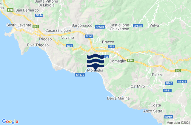 Carte des horaires des marées pour Maissana, Italy