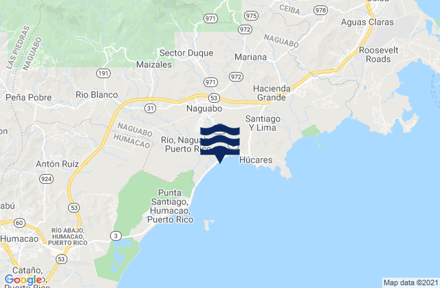 Carte des horaires des marées pour Maizales Barrio, Puerto Rico