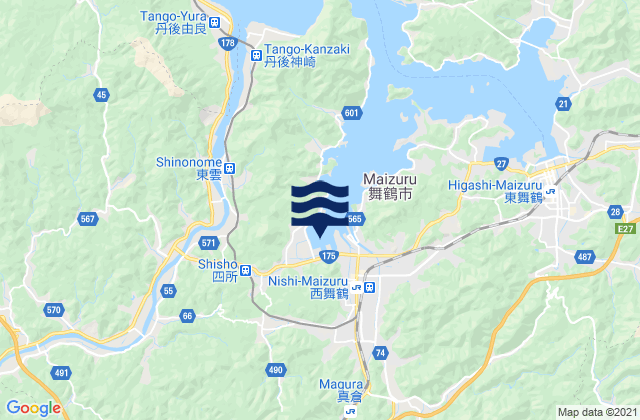 Carte des horaires des marées pour Maizuru Ko Wakasa Wan, Japan