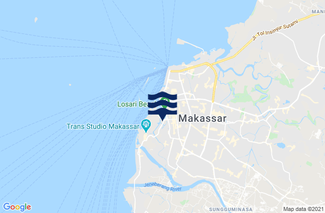 Carte des horaires des marées pour Makassar, Indonesia