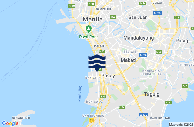 Carte des horaires des marées pour Makati City, Philippines