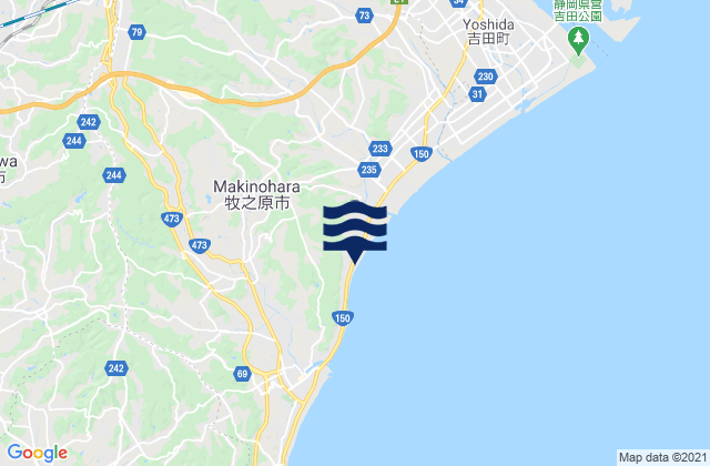 Carte des horaires des marées pour Makinohara Shi, Japan
