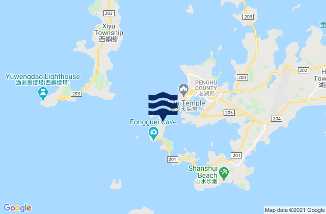 Carte des horaires des marées pour Makung, Taiwan