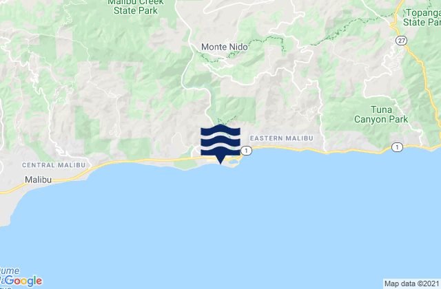 Carte des horaires des marées pour Malibu Beach, United States