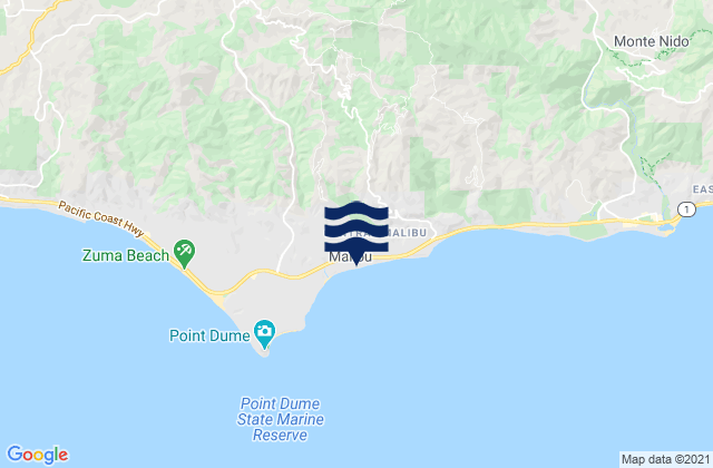 Carte des horaires des marées pour Malibu, United States