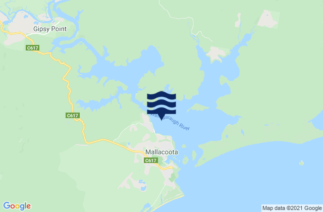 Carte des horaires des marées pour Mallacoota Lake, Australia
