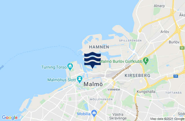 Carte des horaires des marées pour Malmö, Sweden
