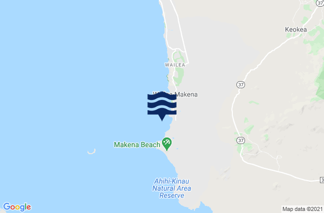 Carte des horaires des marées pour Maluaka Beach, United States