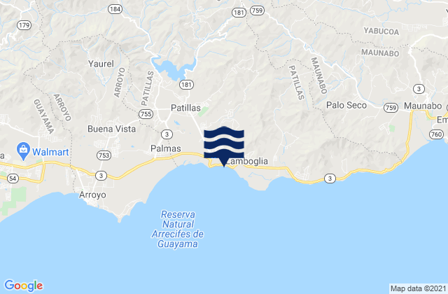 Carte des horaires des marées pour Mamey Barrio, Puerto Rico