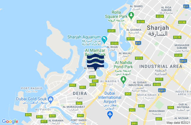 Carte des horaires des marées pour Mamzar Beach, United Arab Emirates