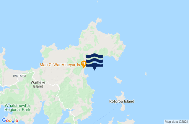 Carte des horaires des marées pour Man O War Bay, New Zealand
