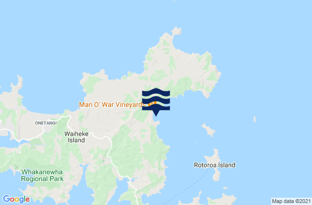 Carte des horaires des marées pour Man O' War Bay, New Zealand