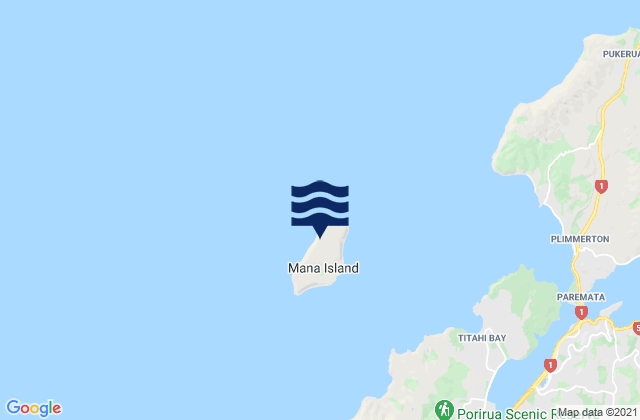 Carte des horaires des marées pour Mana Island, New Zealand