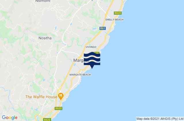 Carte des horaires des marées pour Manaba Beach, South Africa